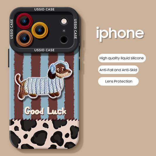 iPhone beads series | Dachshund Cartoon Liquid Silicone Phone Case