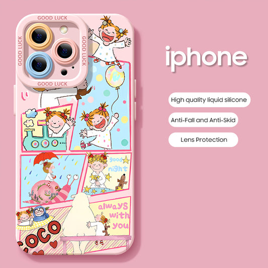 iPhone beads series | Cute Cartoon Liquid Silicone Phone Case