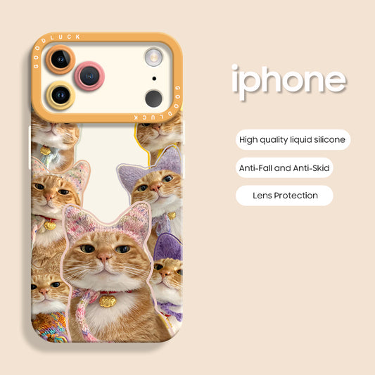 iPhone beads series | Cute Cat Liquid Silicone Phone Case