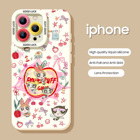 iPhone beads series | Powerpuff Girls Liquid Silicone Phone Case