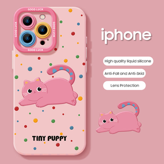 iPhone beads series | Cute Cat Liquid Silicone Phone Case