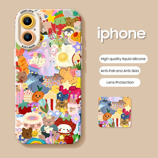 iPhone beads series | Cute Cartoon Liquid Silicone Phone Case