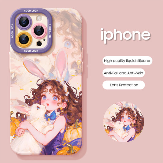 iPhone beads series | Cute Cartoon Liquid Silicone Phone Case