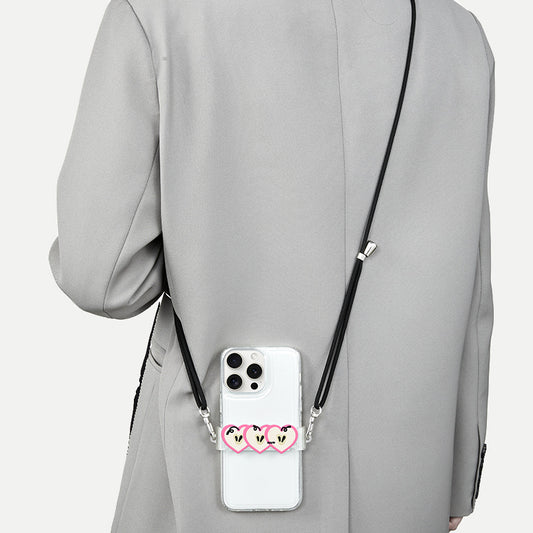Phone Clip with Crossbody Lanyard  - Heart-Shaped Apple