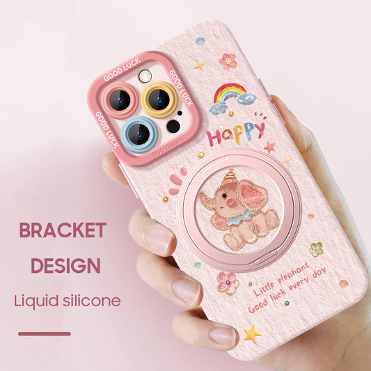 iPhone Lanyard Series | Magnetic Rotating Bracket Cartoon Phone Case