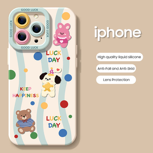 iPhone beads series | Cute Cartoon Liquid Silicone Phone Case