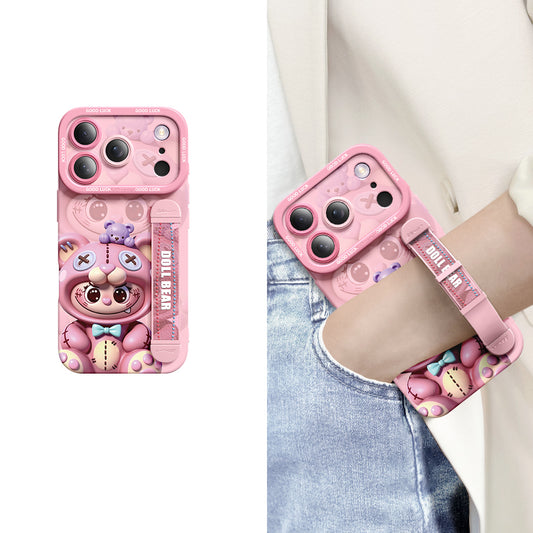 iPhone Wristband Series | Cartoon Liquid Silicone Phone Case