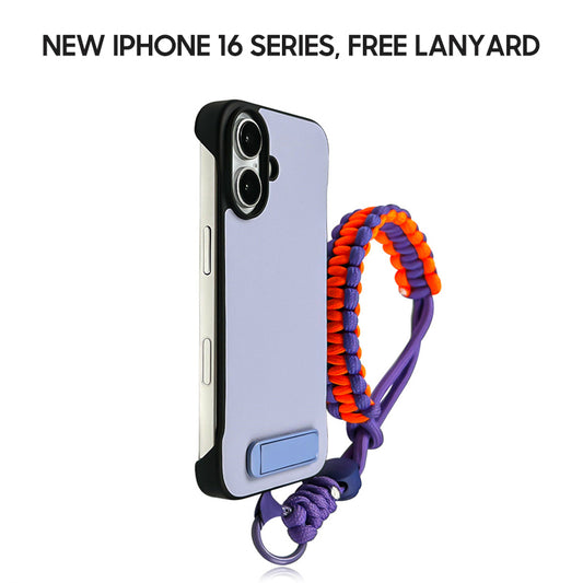 iPhone Lanyard Series | Folding Stand Design Genuine Leather Phone Case