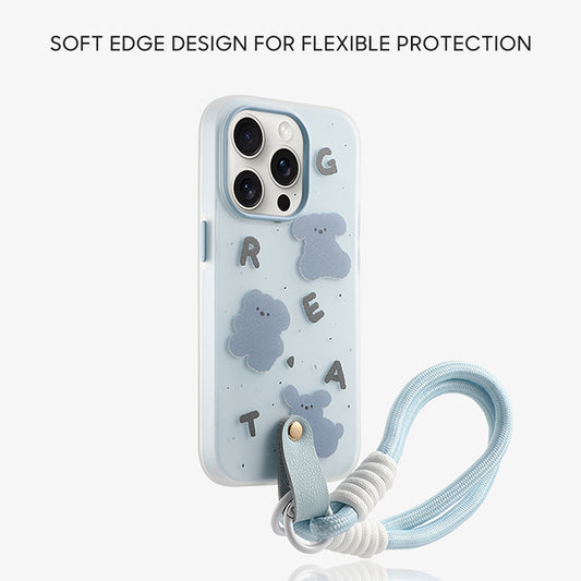 iPhone Lanyard Series | Cartoon Design Frosted Phone Case