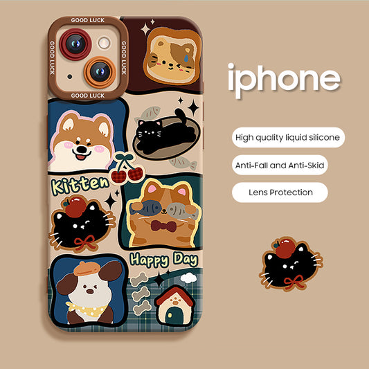 iPhone beads series | Cute Cartoon Liquid Silicone Phone Case