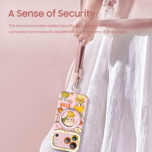 iPhone Lanyard Series | Cartoon Magnetic Rotating Stand Phone Case