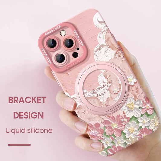 iPhone Lanyard Series | Magnetic Rotating Bracket Cartoon Phone Case