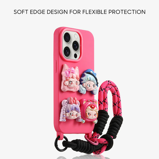 iPhone Lanyard Series | Liquid Silicone Cartoon Phone Case