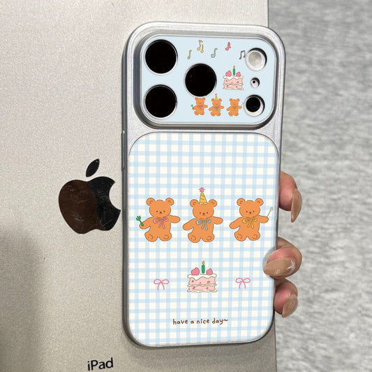 iPhone beads series | Checkered Bear Liquid Silicone Phone Case