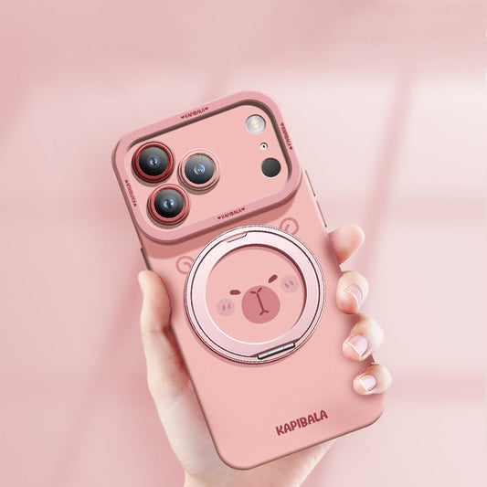 iPhone Lanyard Series | Cartoon Capybara Rotating Stand Phone Case