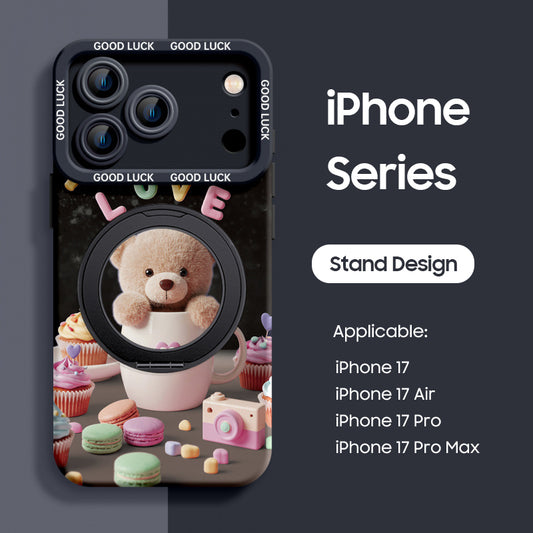 iPhone Lanyard Series | Bear Phone Case with Rotating Stand Design