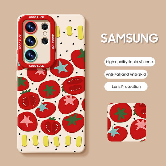Samsung Series | Cartoon Tomato Liquid Silicone Phone Case