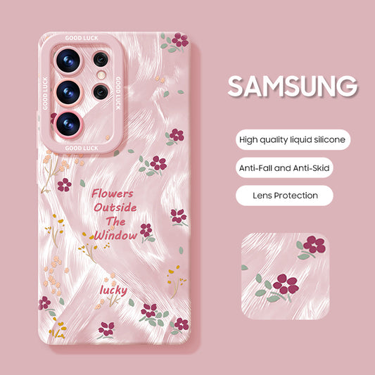 Samsung Series | Exquisite Floral Print Liquid Silicone Phone Case