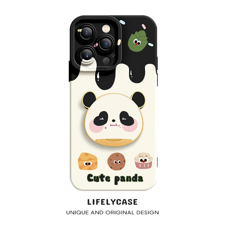 Série de supports invisibles pour iPhone | Coque de téléphone en silicone liquide "Cute Panda"