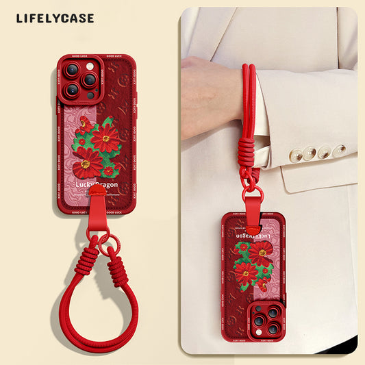 iPhone Series | Relief Dragon Silicone Phone Case [free Wrist Rope/Cross-Body Strap Rope]