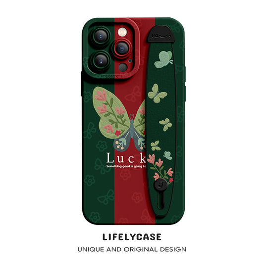 Série iPhone | Étui de téléphone avec bracelet en silicone liquide « Y2K Butterfly »