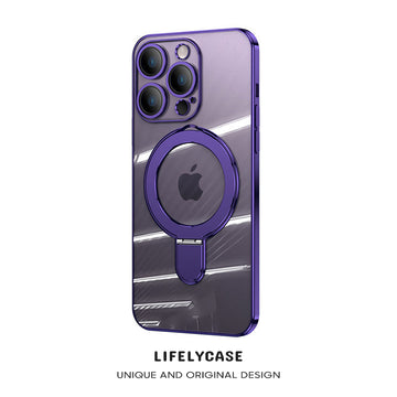 Serie MagSafe para iPhone | Funda transparente para teléfono con soporte plegable