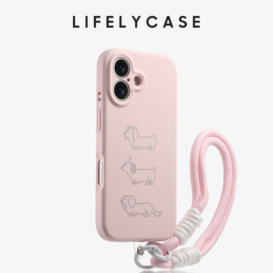 iPhone Lanyard Series | Dachshund Print Liquid Silicone Phone Case