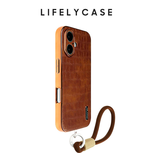 iPhone Lanyard Series | Metal Frame Crocodile Leather Phone Case
