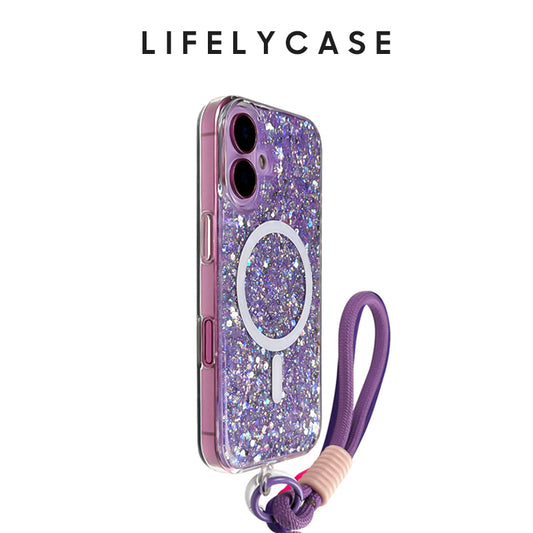 iPhone Lanyard Series | Sequin Liquid Silicone Soft Phone Case