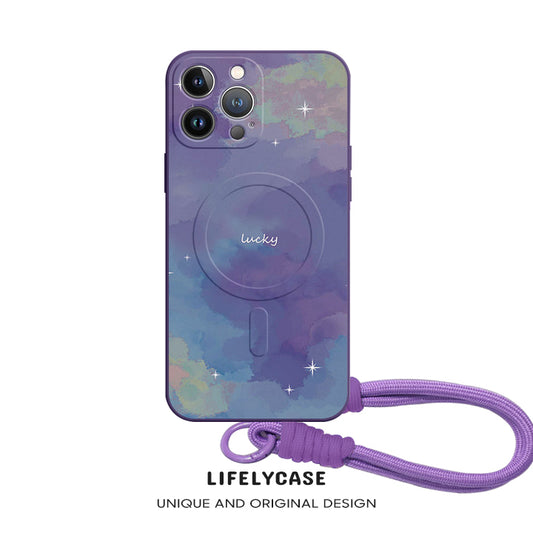 iPhone Lanyard Series | Smudge Gradient Design Liquid Silicone MagSafe Phone Case