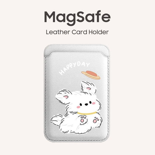 Leather Wallet With MagSafe - Cute Puppy