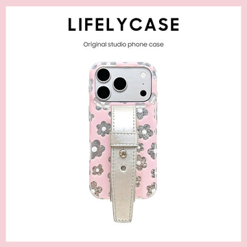 iPhone Series | Elegant Flowers Leather Hand Strap Phone Case