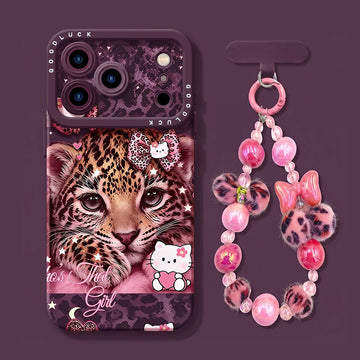 iPhone Beads Series | Cute Cheetah Liquid Silicone Phone Case