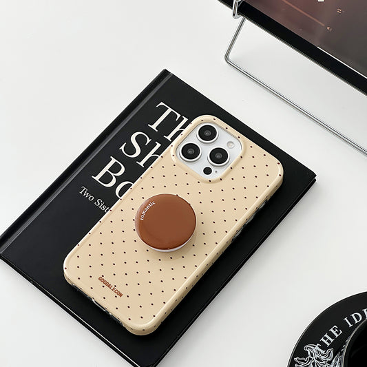 iPhone Lanyard Series | Brown Stand Polka Dot Phone Case