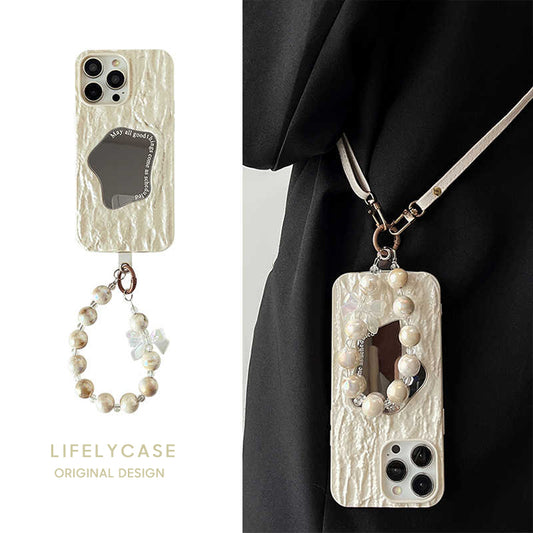 iPhone Lanyard Series | Makeup Mirror Embossed Texture Phone Case