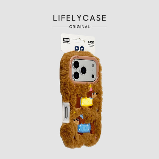 iPhone Series | Cartoon Liquid Silicone Plush Phone Case