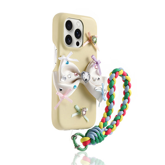 iPhone Lanyard Series | Princess Style Bow Leather Phone Case