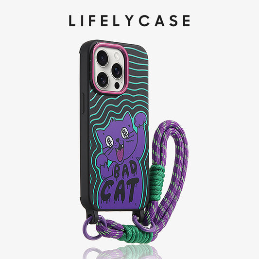 iPhone Lanyard Series | Cool Cat Design Liquid Silicone Phone Case