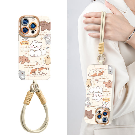 iPhone Lanyard Series | Cartoon Design Liquid Silicone Phone Case