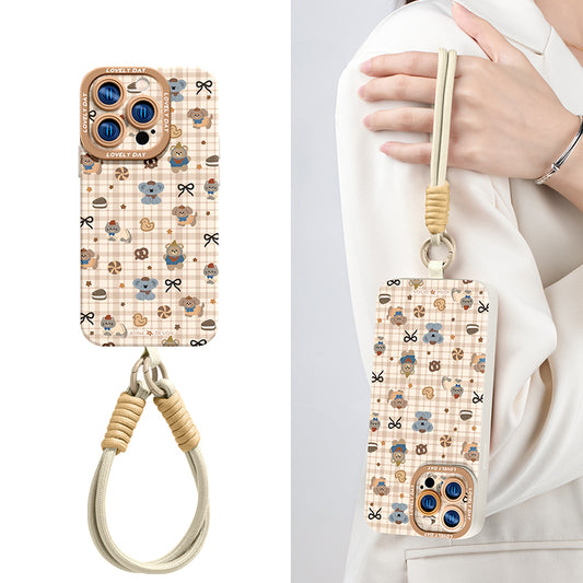 iPhone Lanyard Series | Cartoon Design Liquid Silicone Phone Case