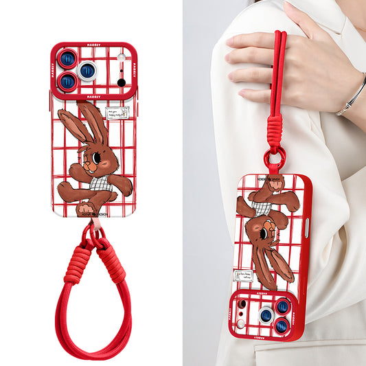iPhone Lanyard Series | Cute Bunny Liquid Silicone Phone Case