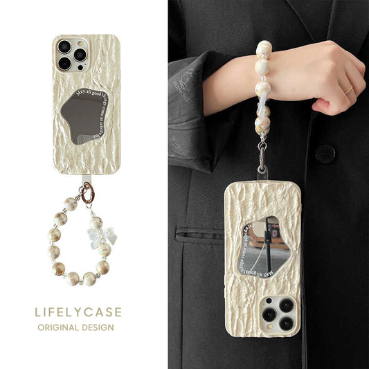 iPhone Lanyard Series | Makeup Mirror Embossed Texture Phone Case