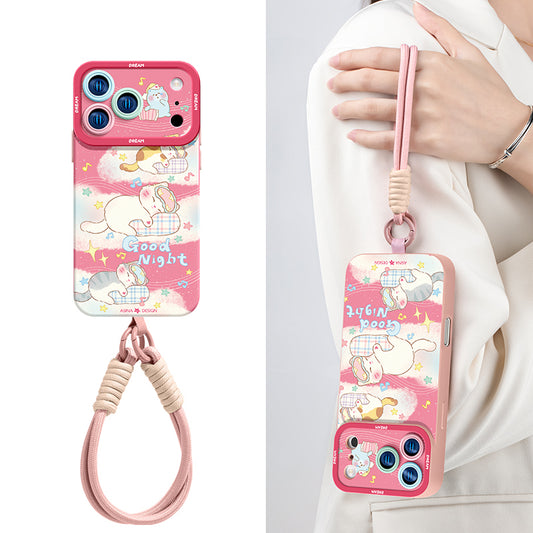 iPhone Lanyard Series | Sleeping Cat Liquid Silicone Phone Case