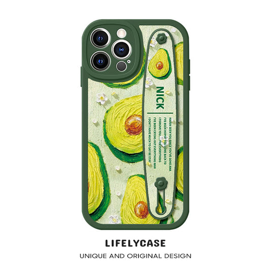 Serie de iPhone | Funda para teléfono con soporte para pulsera de piel de cordero fresca de verano