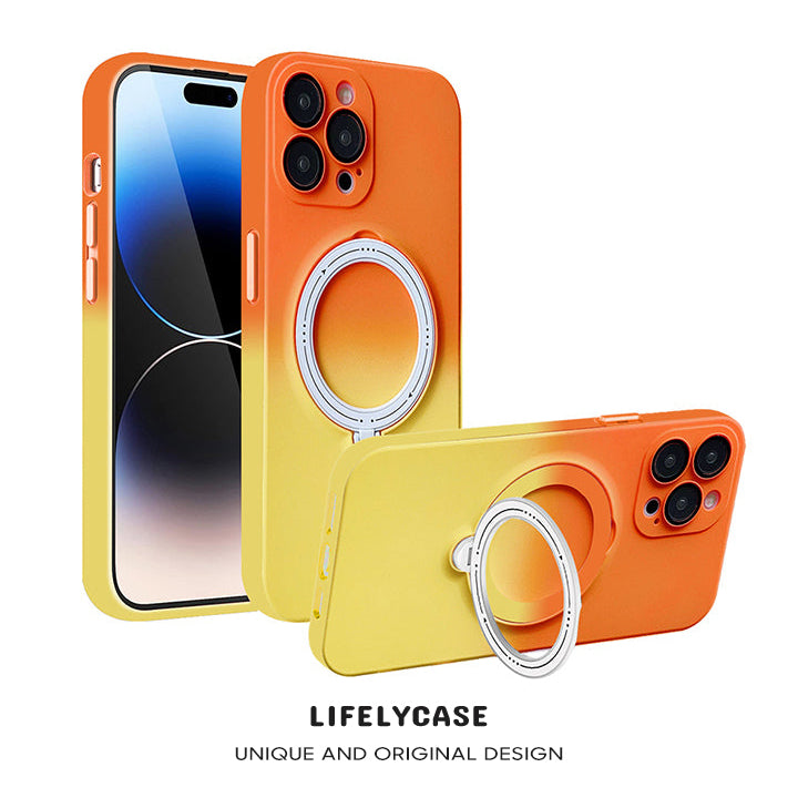 iPhone MagSafe Series | Gradient Rotating Stand Frosted Mobile Phone Case
