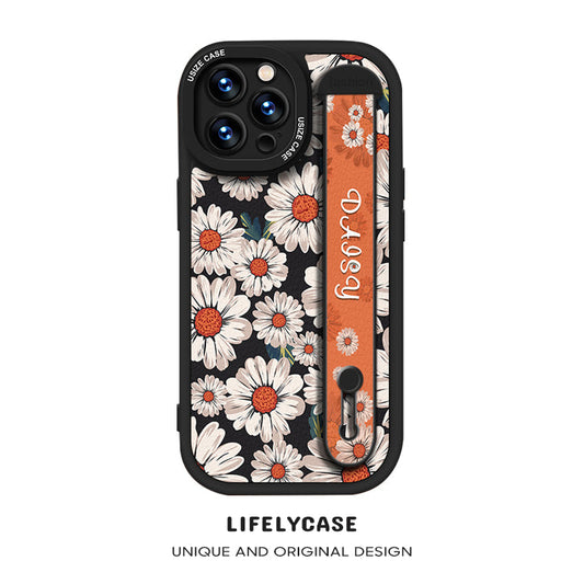 Série iPhone | Étui de téléphone en cuir avec porte-bracelet « Daisy »
