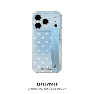 iPhone Series | Gradient Polka Dots Leather Hand Strap Phone Case