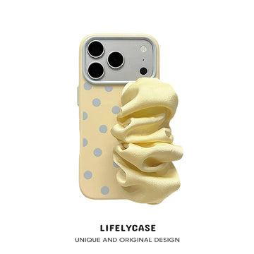 iPhone Series | Polka Dot Design Satin Scarf Hand Strap Phone Case
