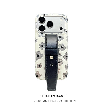 iPhone Series | Sweet Flowers Leather Hand Strap Phone Case