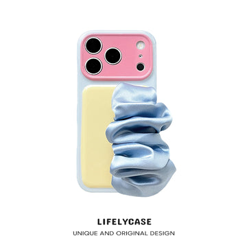 iPhone Series | Color Blocking Satin Scarf Hand Strap Phone Case